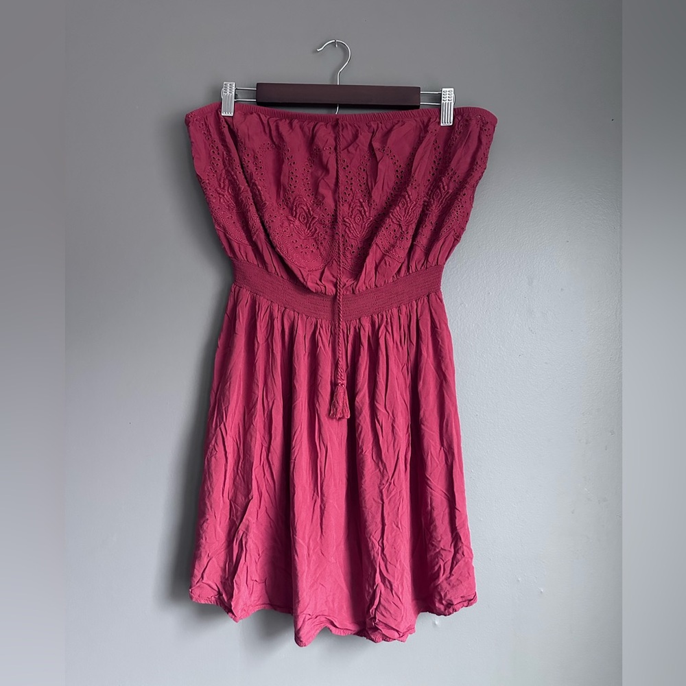 Forever 21 Strapless Flowy Mini Dress Women’s 2X Rust Burnt Orange Red Boho Tub